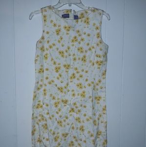Liz Claiborne White dress with yellow sunflowers